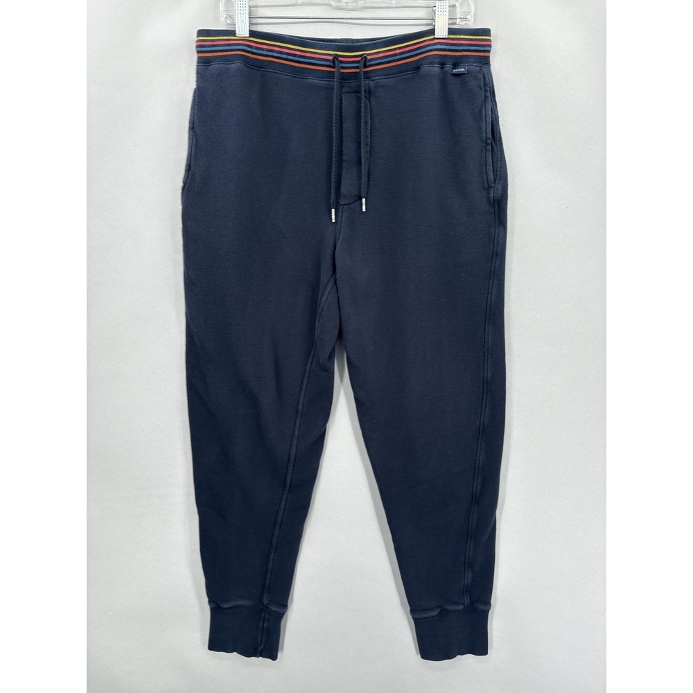 Paul‎ Smith Pants Mens Large Navy Joggers Sweatpants Artist Stripe Drawstring